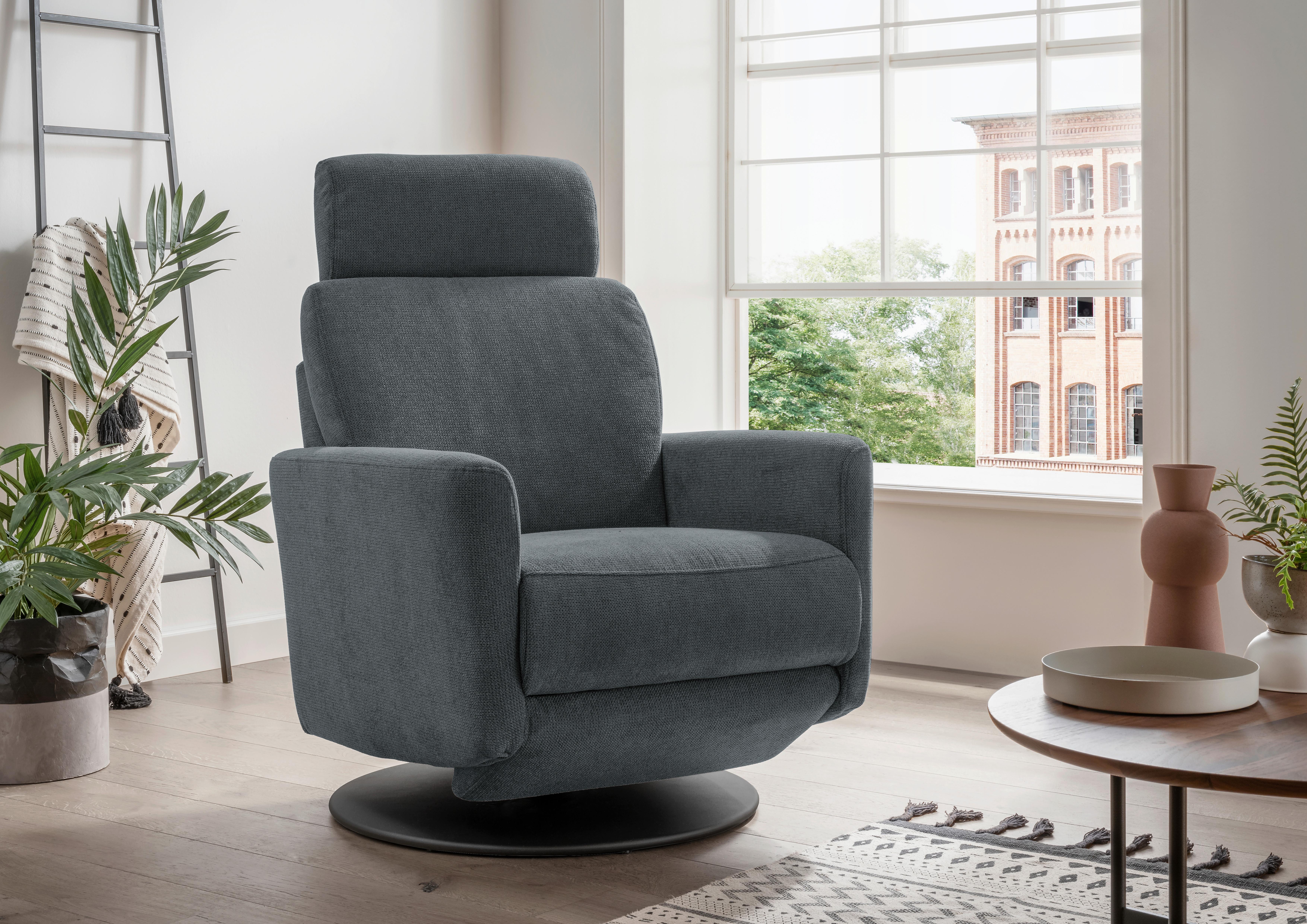 Relaxsessel Centrale T: 87 cm, Anthrazit - Anthrazit/Schwarz, MODERN, Textil (77/105/87cm) - Livetastic