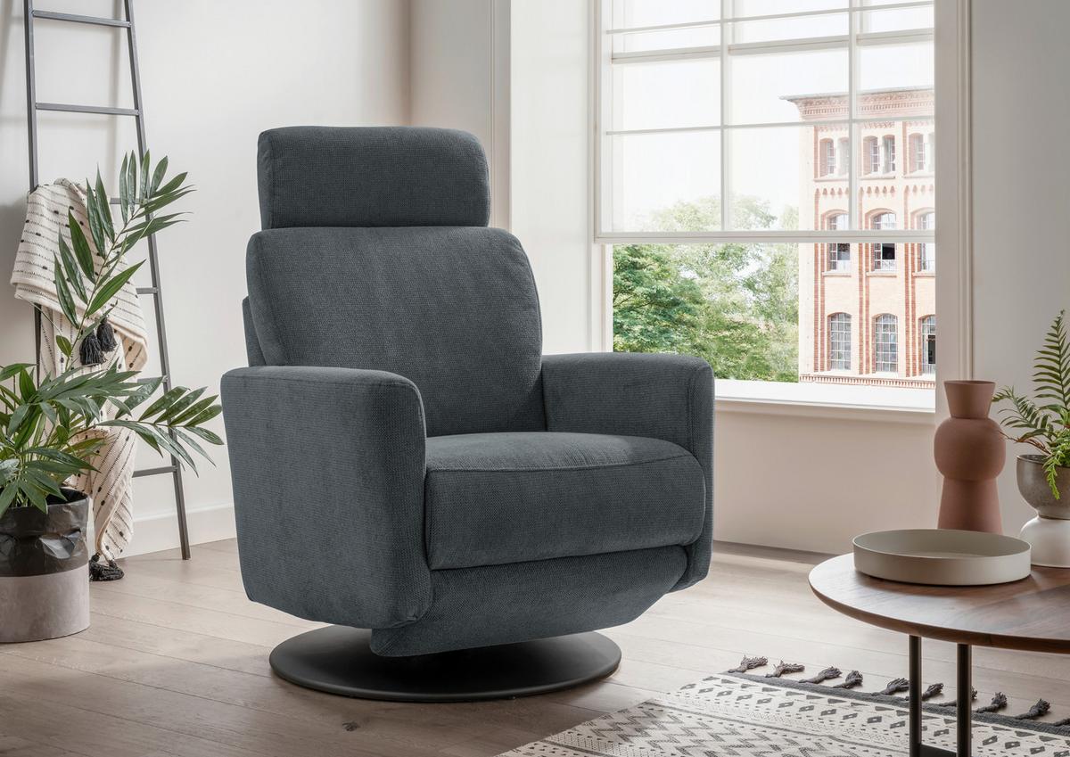 Relaxsessel Centrale T: 87 cm, Anthrazit - Anthrazit/Schwarz, MODERN, Textil (77/105/87cm) - Livetastic