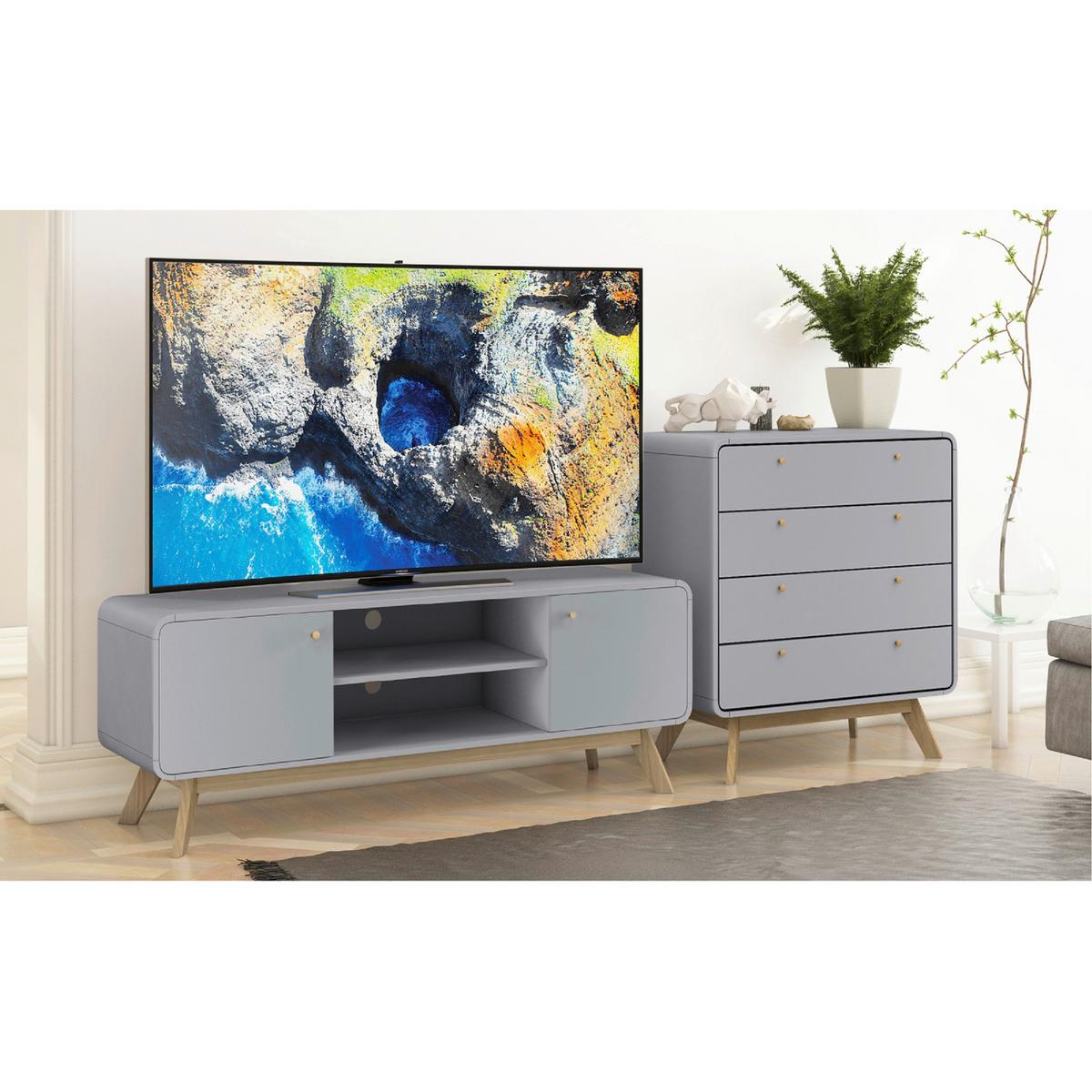 Kommode Cassie Grau 80 cm - Eichefarben/Grau, Design, Holzwerkstoff (80/88/39cm) - MID.YOU