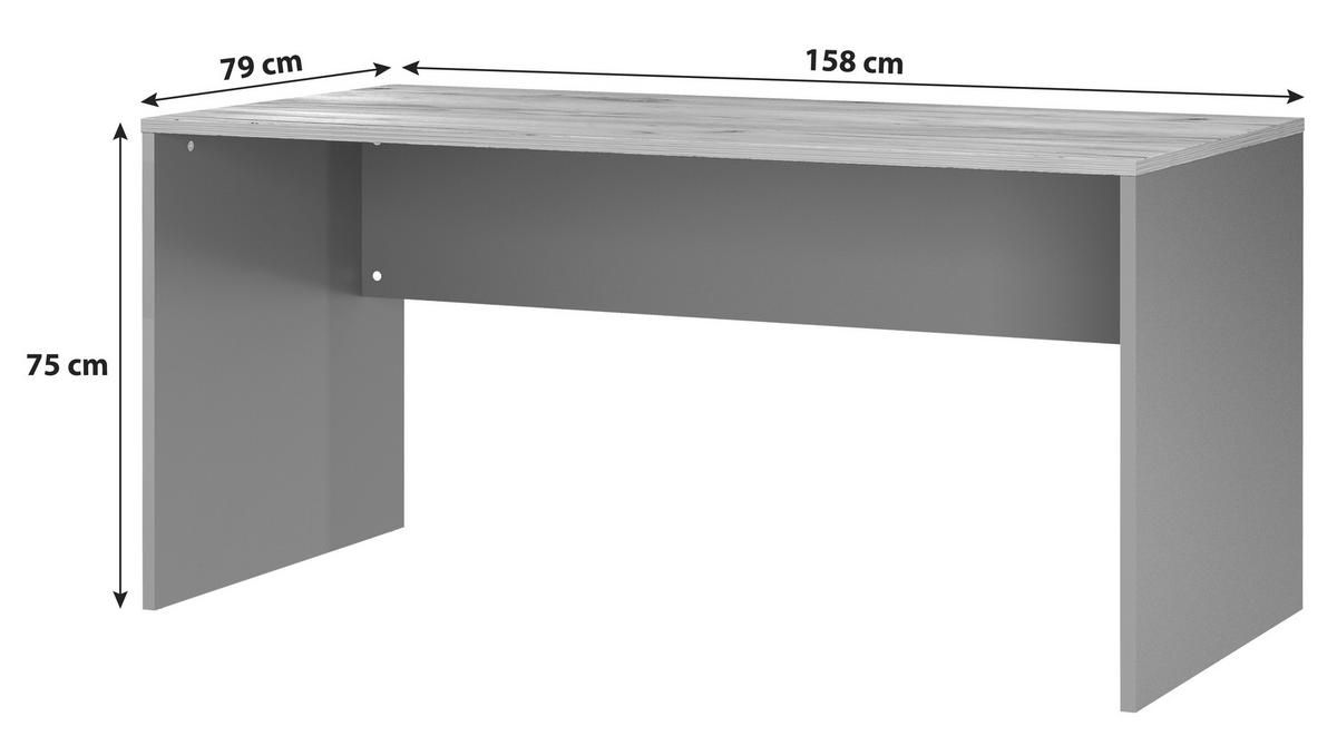 Schreibtisch B158cm H 75cm Lissabon Eichefarben - Eichefarben/Graphitfarben, MODERN, Holzwerkstoff (158/75/79cm) - Germania