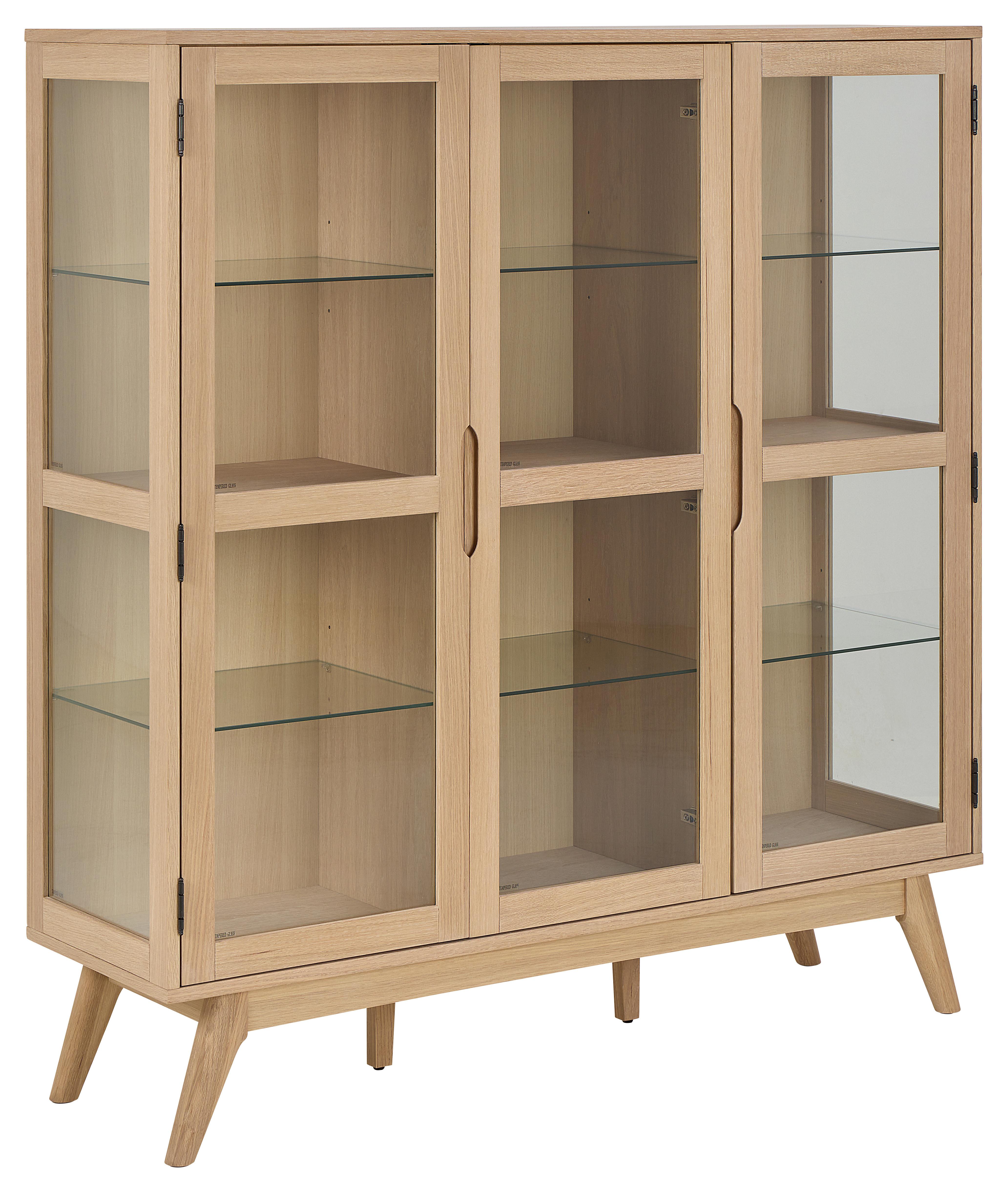VITRÍNA MARTE - číra/farba duba, Design, kompozitné drevo/sklo (140/148/40cm) - MID.YOU
