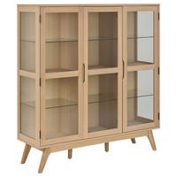 VITRÍNA MARTE - číra/farba duba, Design, kompozitné drevo/sklo (140/148/40cm) - MID.YOU