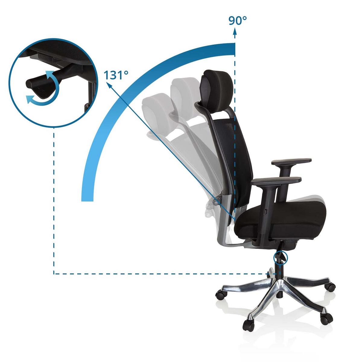 Drehstuhl Ikast I Schwarz - Silberfarben/Schwarz, MODERN, Kunststoff/Textil (68/120/55cm) - MID.YOU