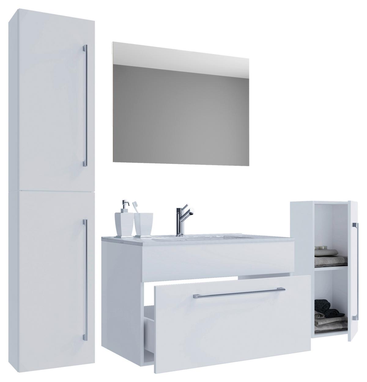 Badezimmer Badinos 5-Teilig Weiß B: 126 cm - Weiß, MODERN, Keramik/Holzwerkstoff (126cm) - MID.YOU