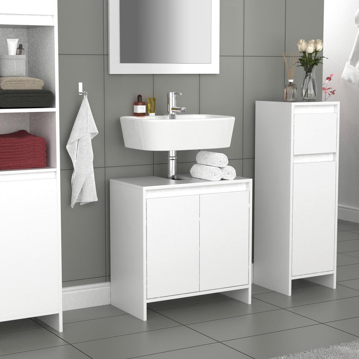 Waschbeckenunterschrank Malira Weiß B: 58 Cm - Weiß, MODERN, Holzwerkstoff (58/60/33cm) - MID.YOU