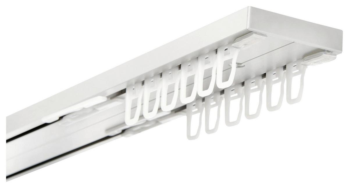 Vorhangschiene 2-Läufig 160 cm Aluminium Weiß mit Endstücken - Weiß, KONVENTIONELL, Metall (160cm) - Ondega