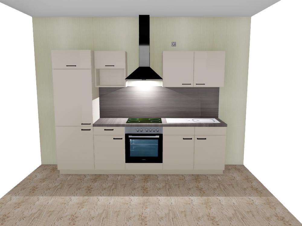Küchenzeile Pn80 mit Geräten B: 270 cm Kaschmirgrau/Lava - MODERN, Holzwerkstoff/Kunststoff (270cm) - Pino