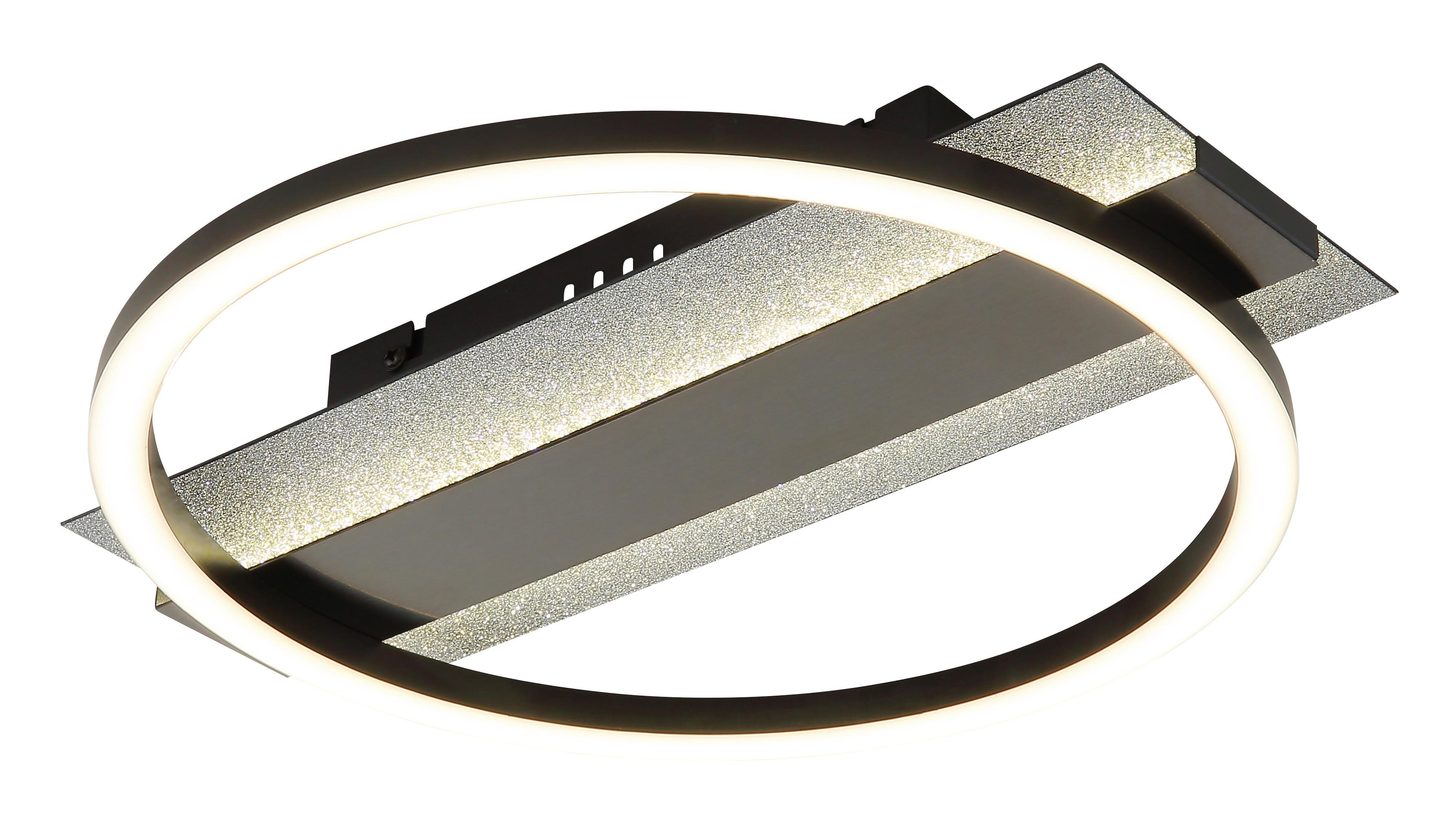 LED-Deckenleuchte Memory-Funktion - Silberfarben/Schwarzchrom, Design, Kunststoff/Metall (34,2/6,8/30cm) - Globo