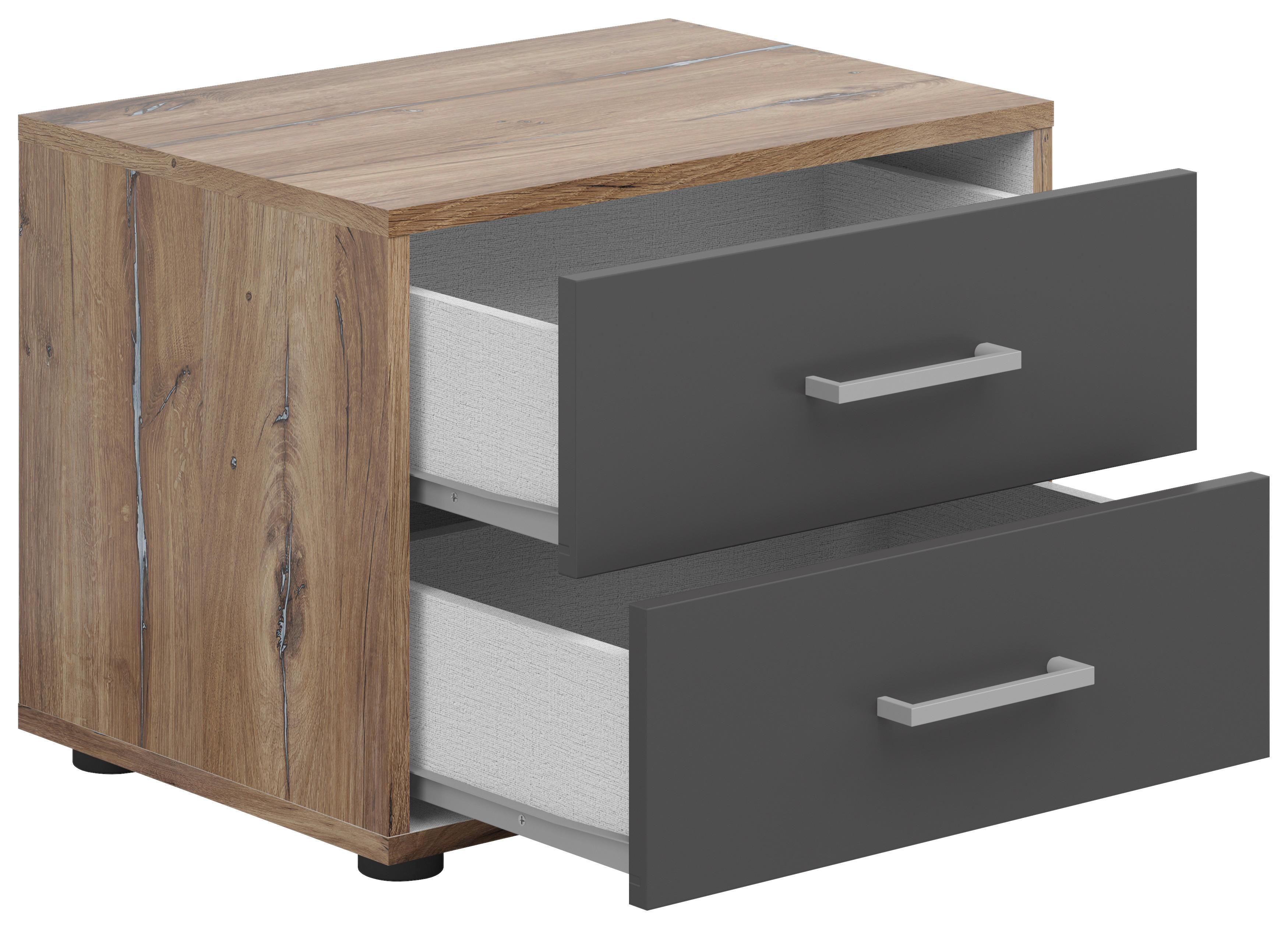 Nachtkästchen Smart 2 Flagstaff Eiche H: 38 Cm - Eichefarben/Anthrazit, Basics, Holzwerkstoff (50/38/35cm)