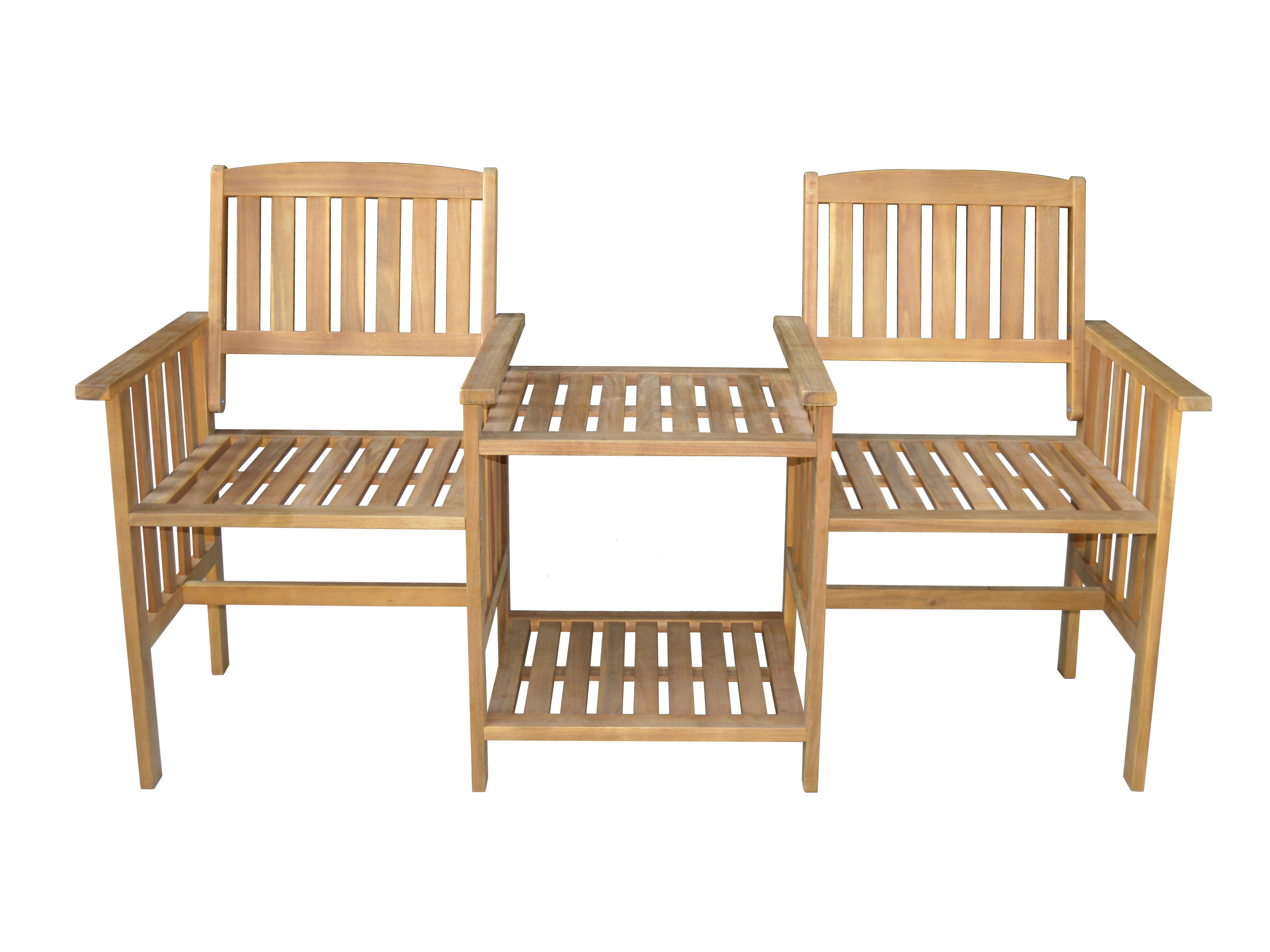 Gartenbank Ph-Aca-2gb-Table-Fold - Hellbraun, Basics, Holz (163/63/91cm)