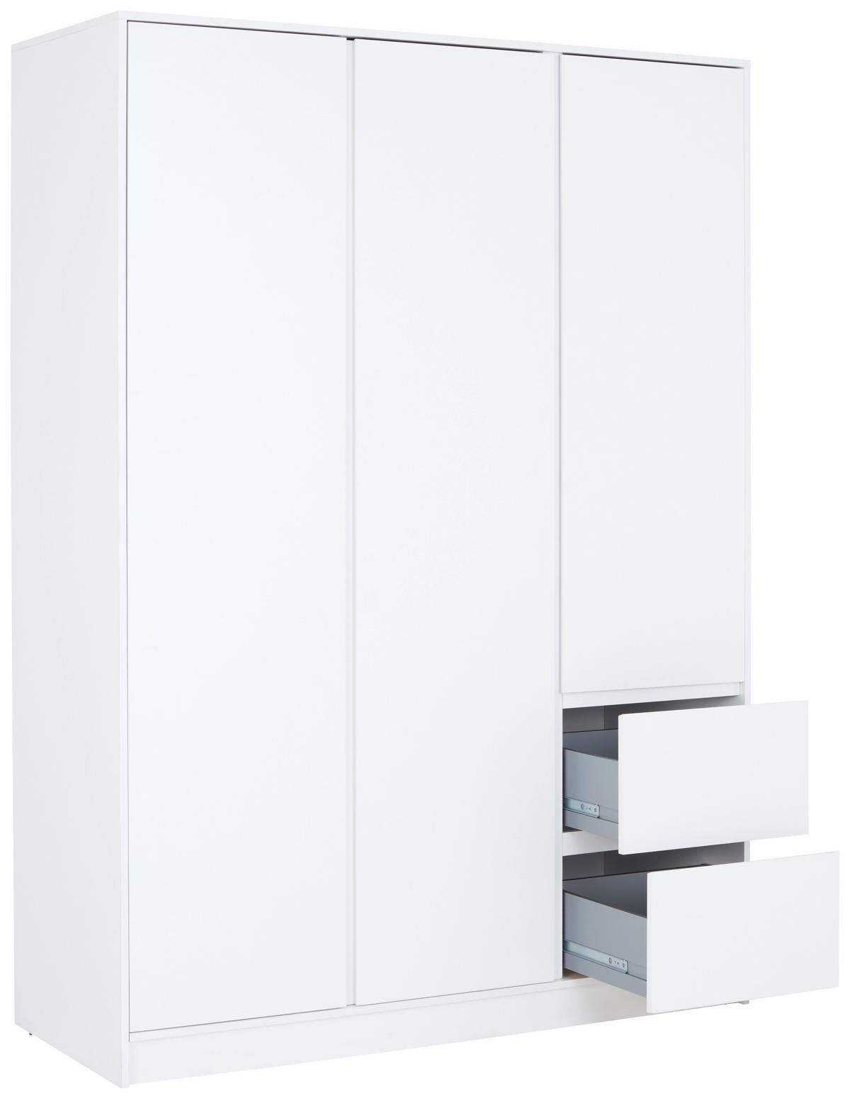 Drehtürenschrank 146,8cm Basit Weiß Dekor - Weiß, KONVENTIONELL, Holzwerkstoff (146,8/205,5/56,6cm)