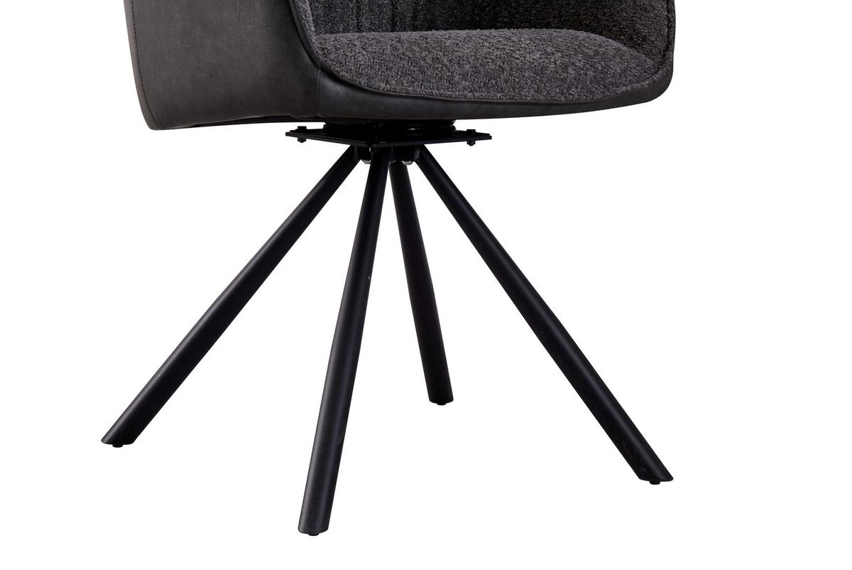 Armlehnstuhl Serena Grau Echtholz Beine - Schwarz/Grau, MODERN, Holz/Textil (62/82/62cm) - MID.YOU