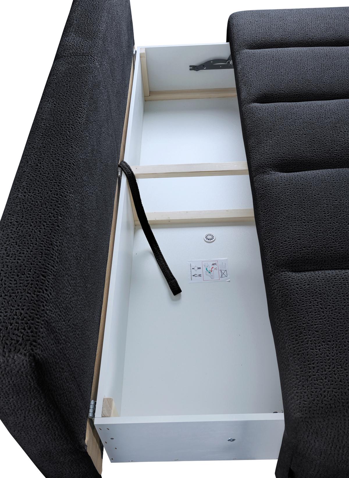 Schlafsofa Milo, Schwarz B: 209 Cm - Creme/Schwarz, Design, Holz/Holzwerkstoff (209/100/103cm) - MID.YOU