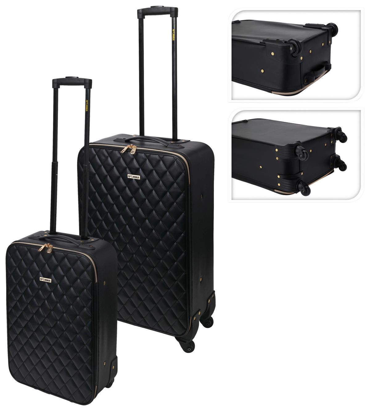 Reisekofferset 2-Tlg. Schwarz - Goldfarben/Schwarz, Basics, Kunststoff (50/17/53cm)