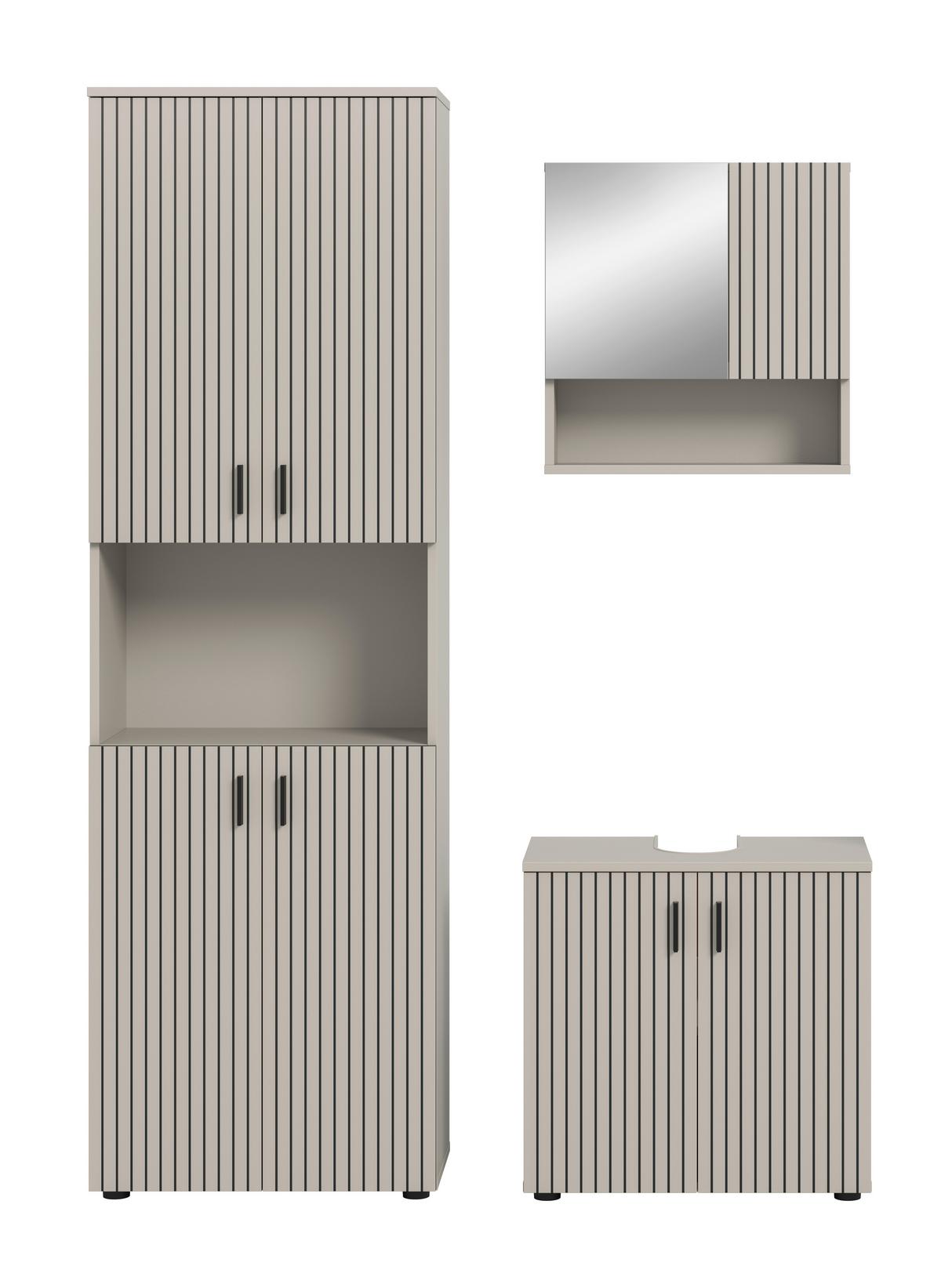 BADEZIMMER Mone Kaschmir B: 120cm - Kaschmir/Schwarz, Trend, Glas/Holzwerkstoff (120cm) - MID.YOU