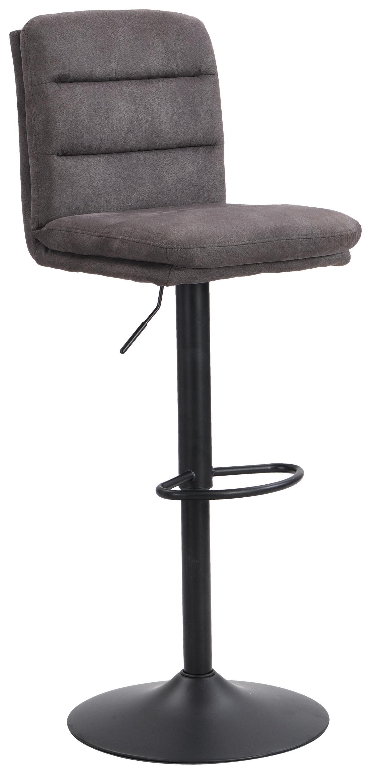 Barhocker Höhenverstellbar Pub Grau 2-Er Set - Schwarz/Grau, MODERN, Textil/Metall (42/97-118/52cm) - MID.YOU