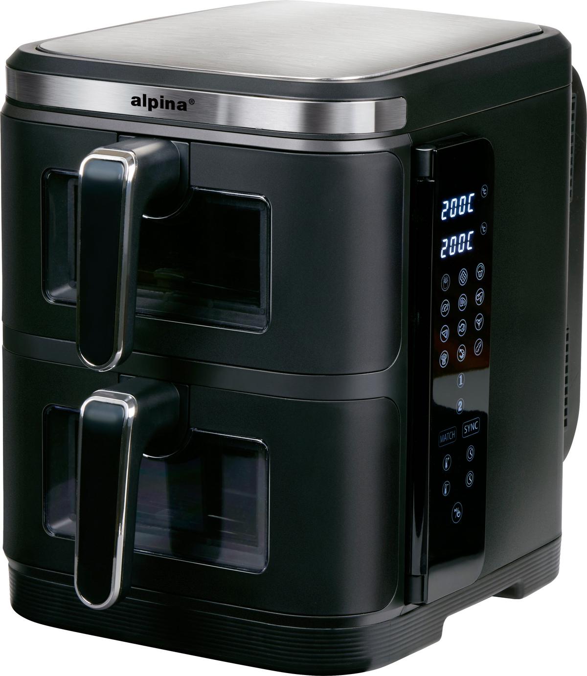 Heißluftfritteuse Air Fryer Double Stack 2x 5.5l - Schwarz, Basics, Kunststoff/Metall (35/29/38cm)