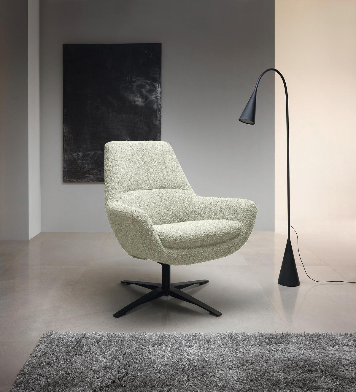 Sessel Be Organic - Schwarz/Weiß, MODERN, Textil (81/92/83cm) - Trendmanufaktur
