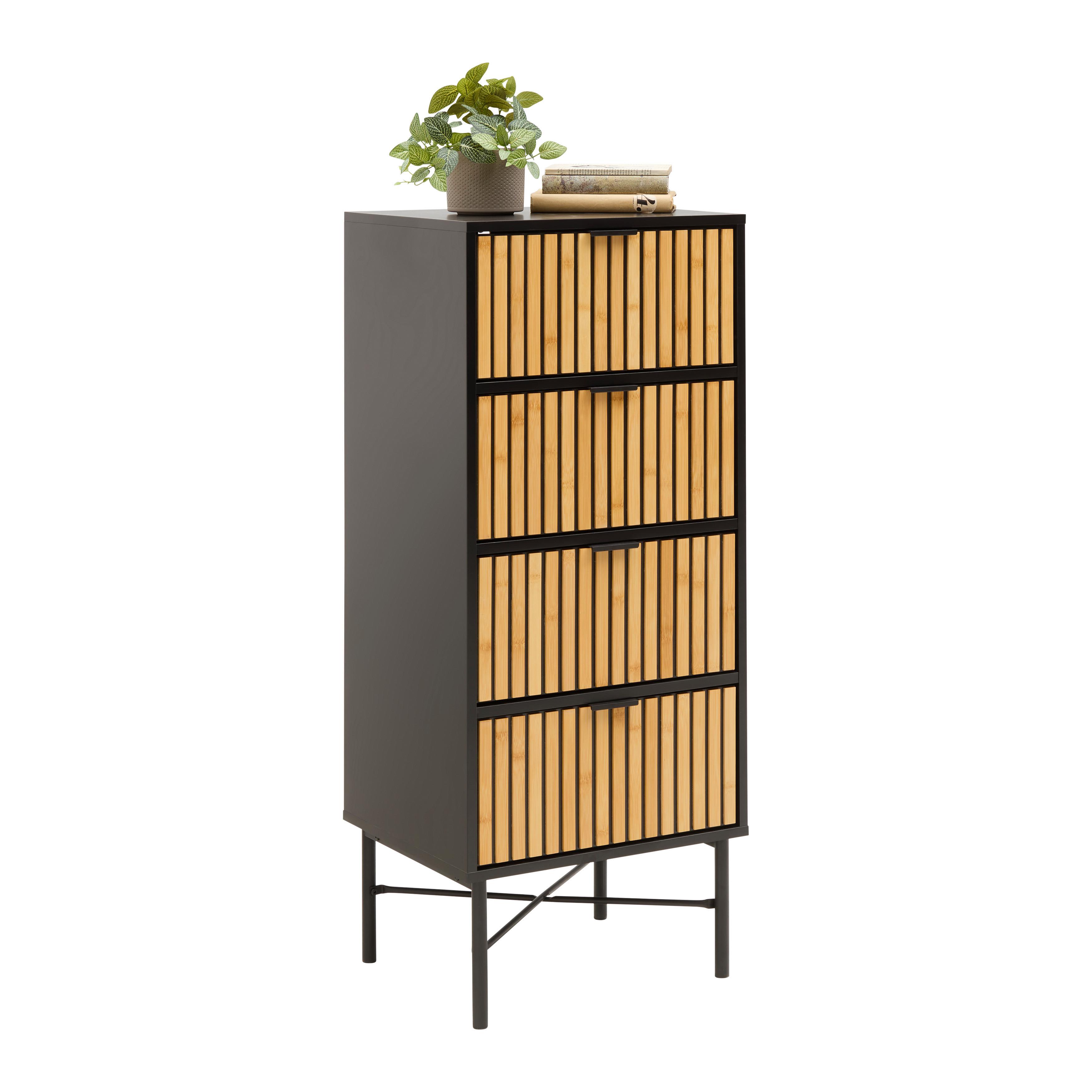 KOMODA MADRID -EXKLUSIV- - čierna/prírodná farba, Modern, kov/drevo (48/114/40cm) - Mömax