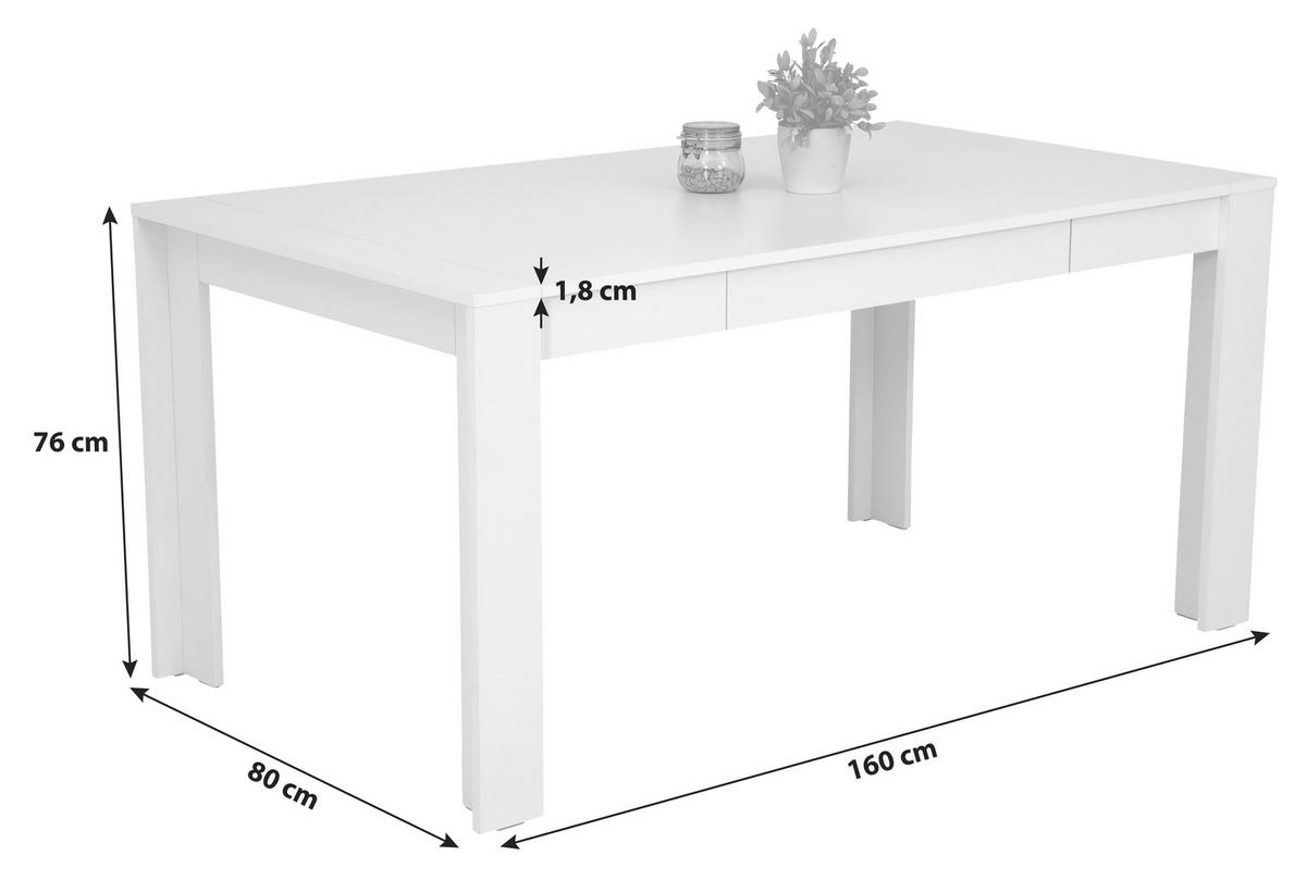 Esstisch Viola 160x90 Cm Weiß - Weiß, KONVENTIONELL, Holzwerkstoff (160/76/90cm)