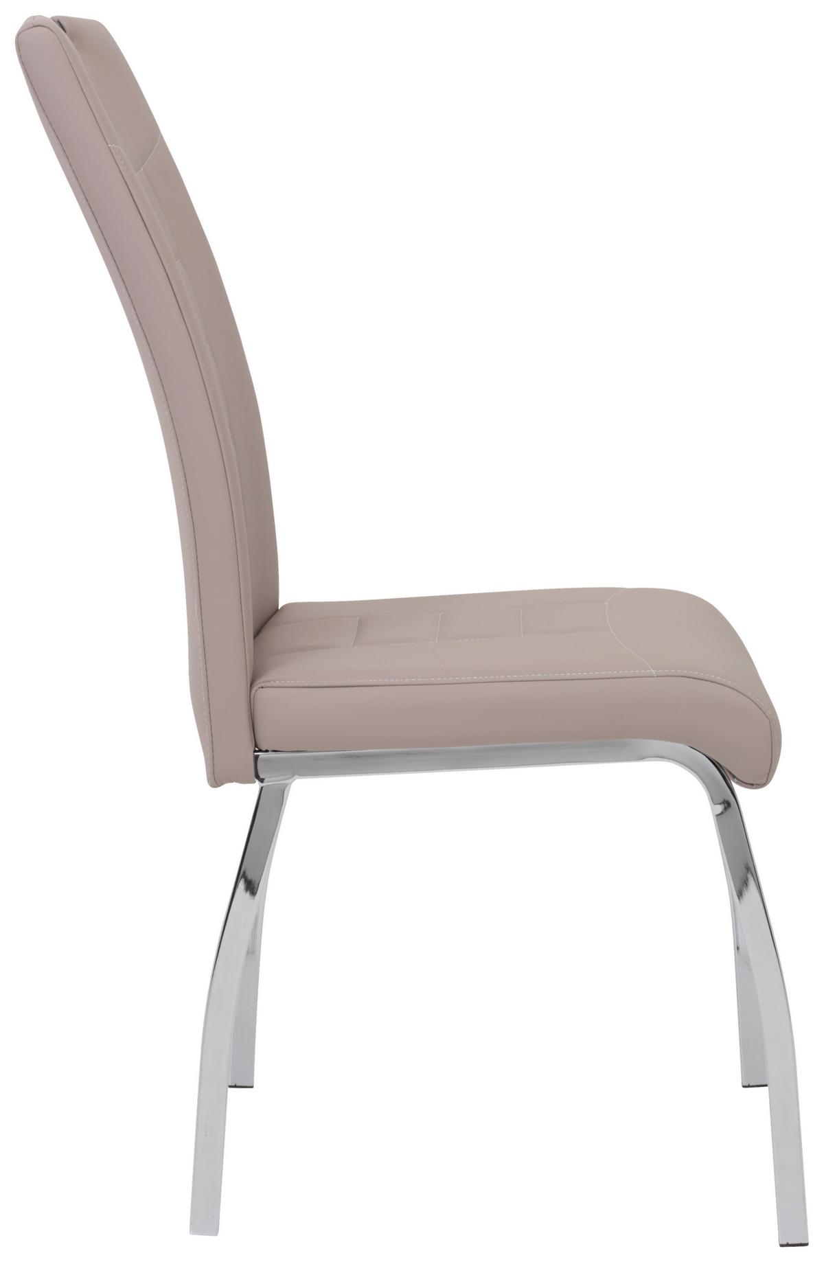 Esszimmerstuhl Andrea S Cappuccino Gepolstert 2er-Set - Chromfarben/Weiß, MODERN, Textil/Metall (43/100/64cm) - MID.YOU