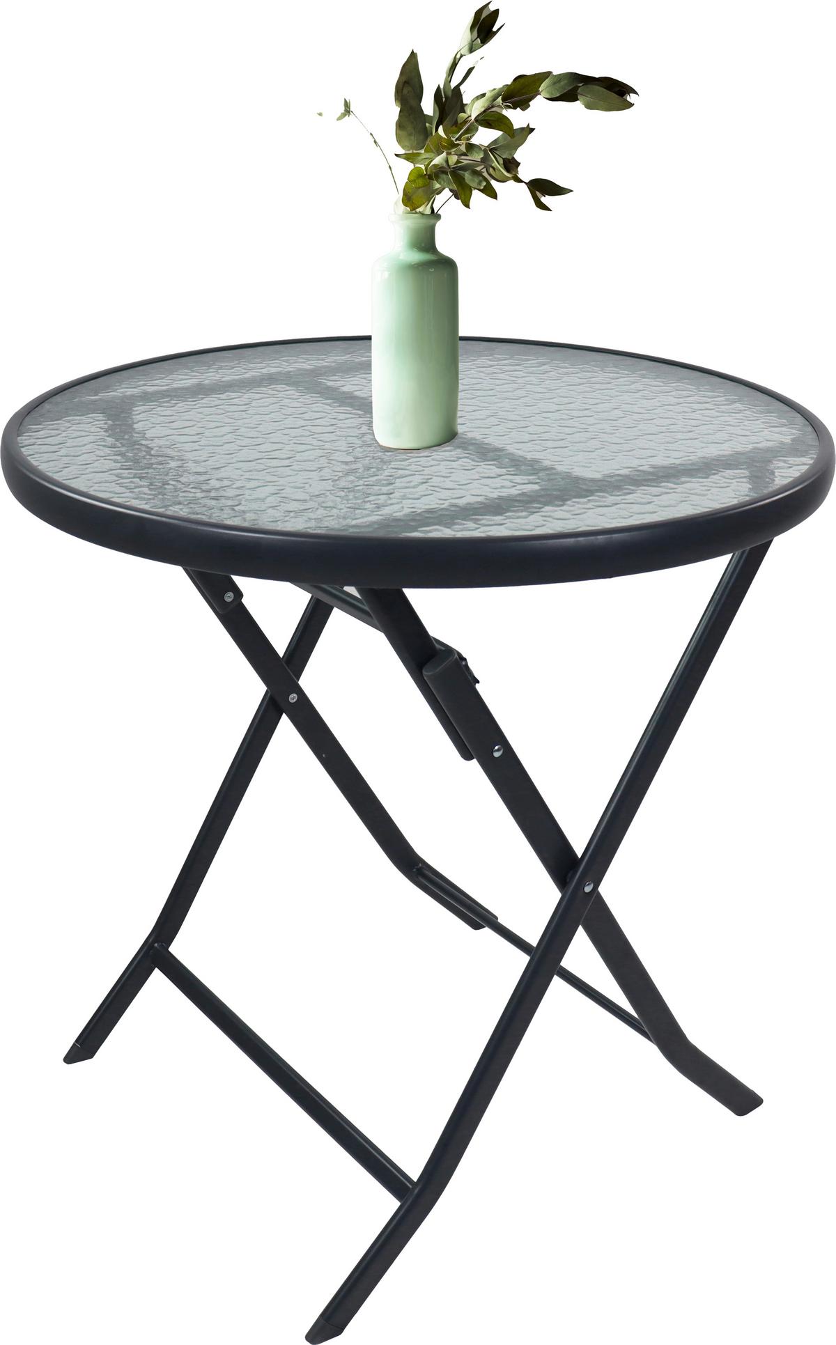 Gartentisch Sonlas XL Anthrazit D: 70 cm - Anthrazit, MODERN, Glas/Metall (70/70cm) - MID.YOU