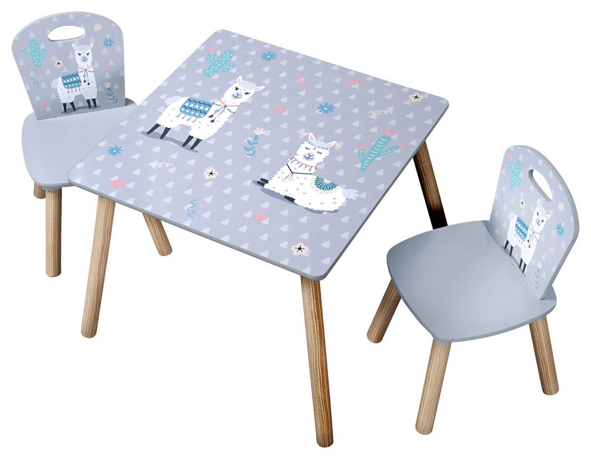 Kindersitzgruppe 3-Tlg. Kiefer Grau/Alpakas - MODERN, Holzwerkstoff - Kesper