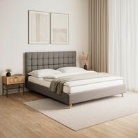 Čalúnená posteľ CESARO sivá, 180x200 - sivá/prírodná farba, Modern, kov/drevo (180/200cm) - PBJ