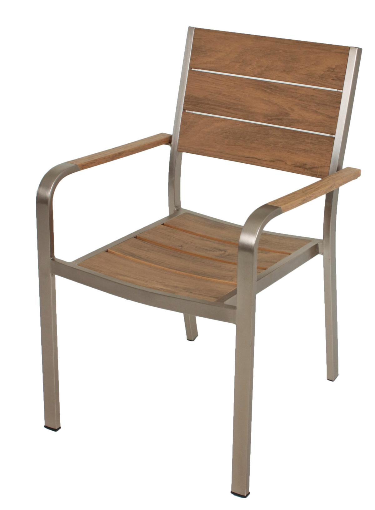 Gartenstuhl Set Florence Champagner-/Teakfarben - Champagner/Teakfarben, Basics, Kunststoff/Metall (55/85/60cm) - Gardenson