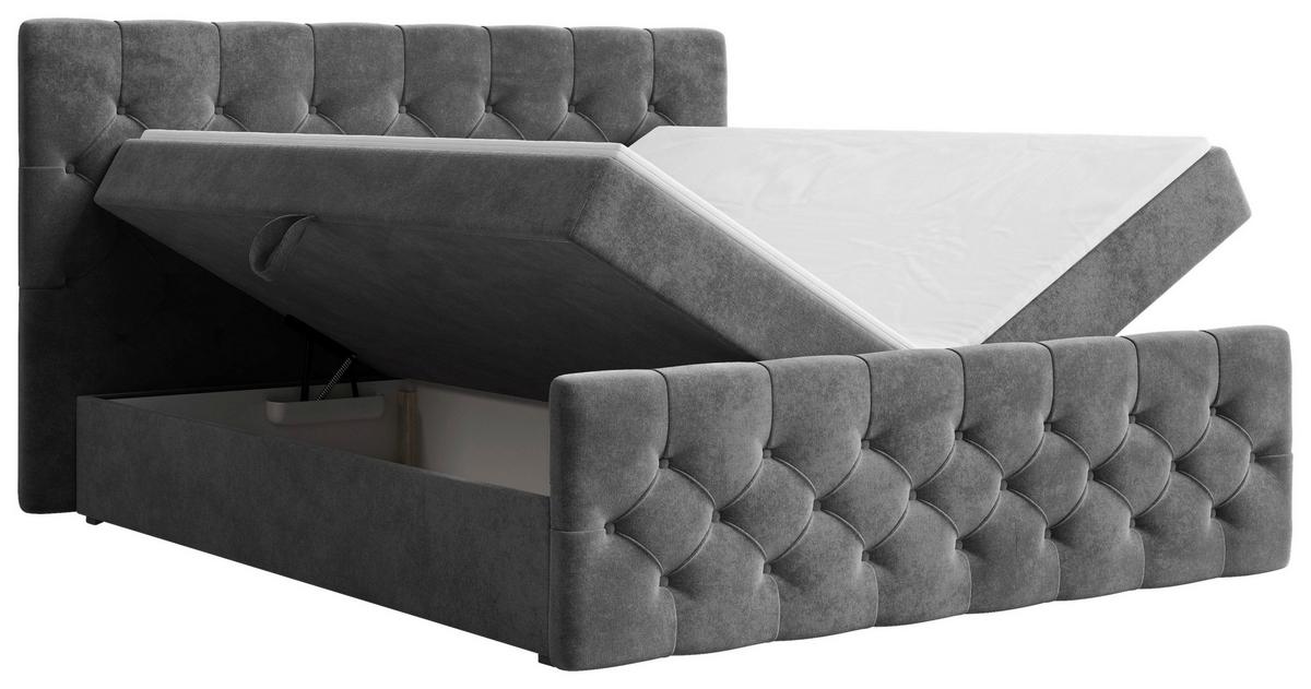 BOXBETT Karo Anthrazit 160x200cm - Anthrazit/Schwarz, MODERN, Holz/Kunststoff (160/200cm) - MID.YOU