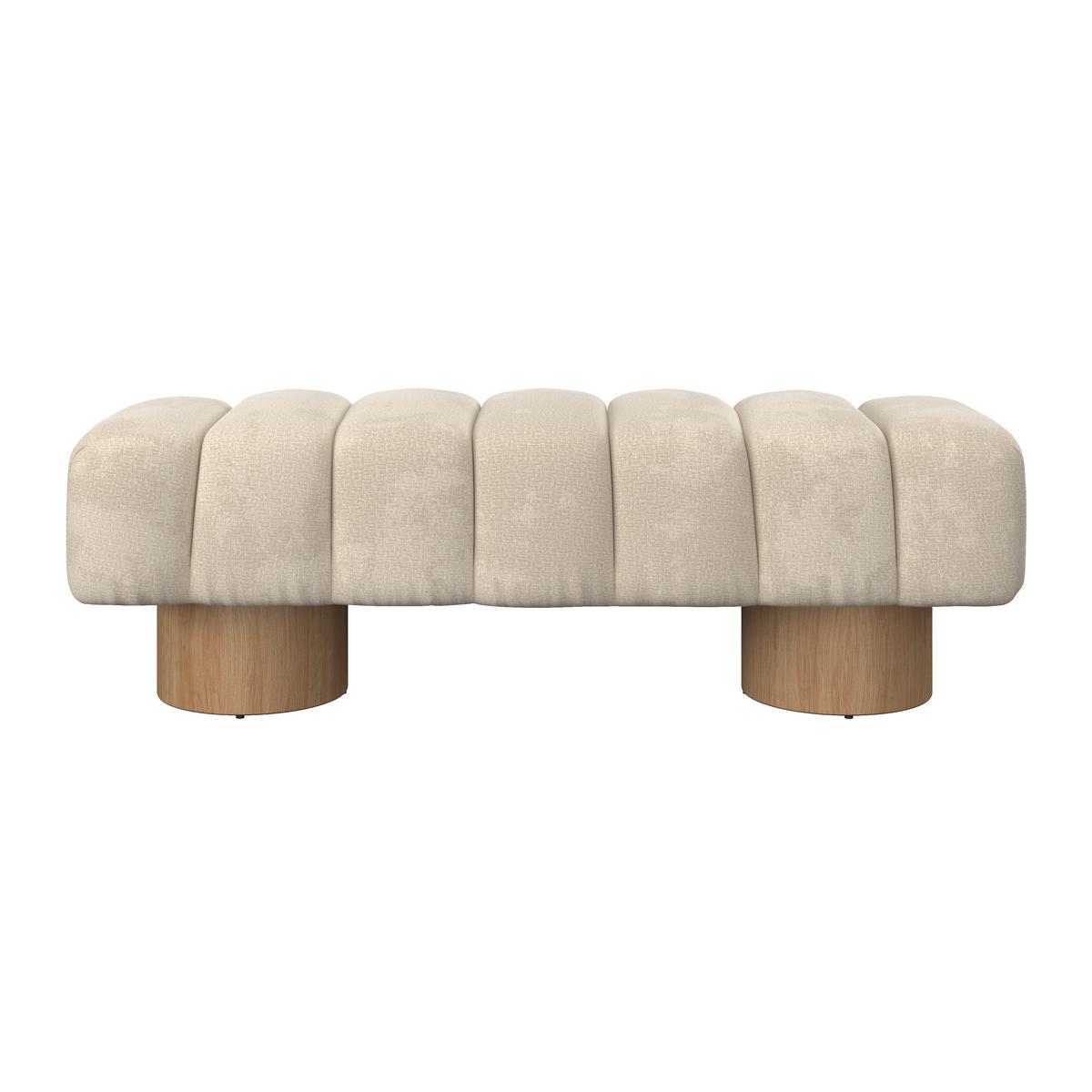 Sedací lavice ALINA, krémová žinylka - krémová/přírodní barvy, Moderní, dřevo/kompozitní dřevo (140/45/45cm) - Bessagi Home