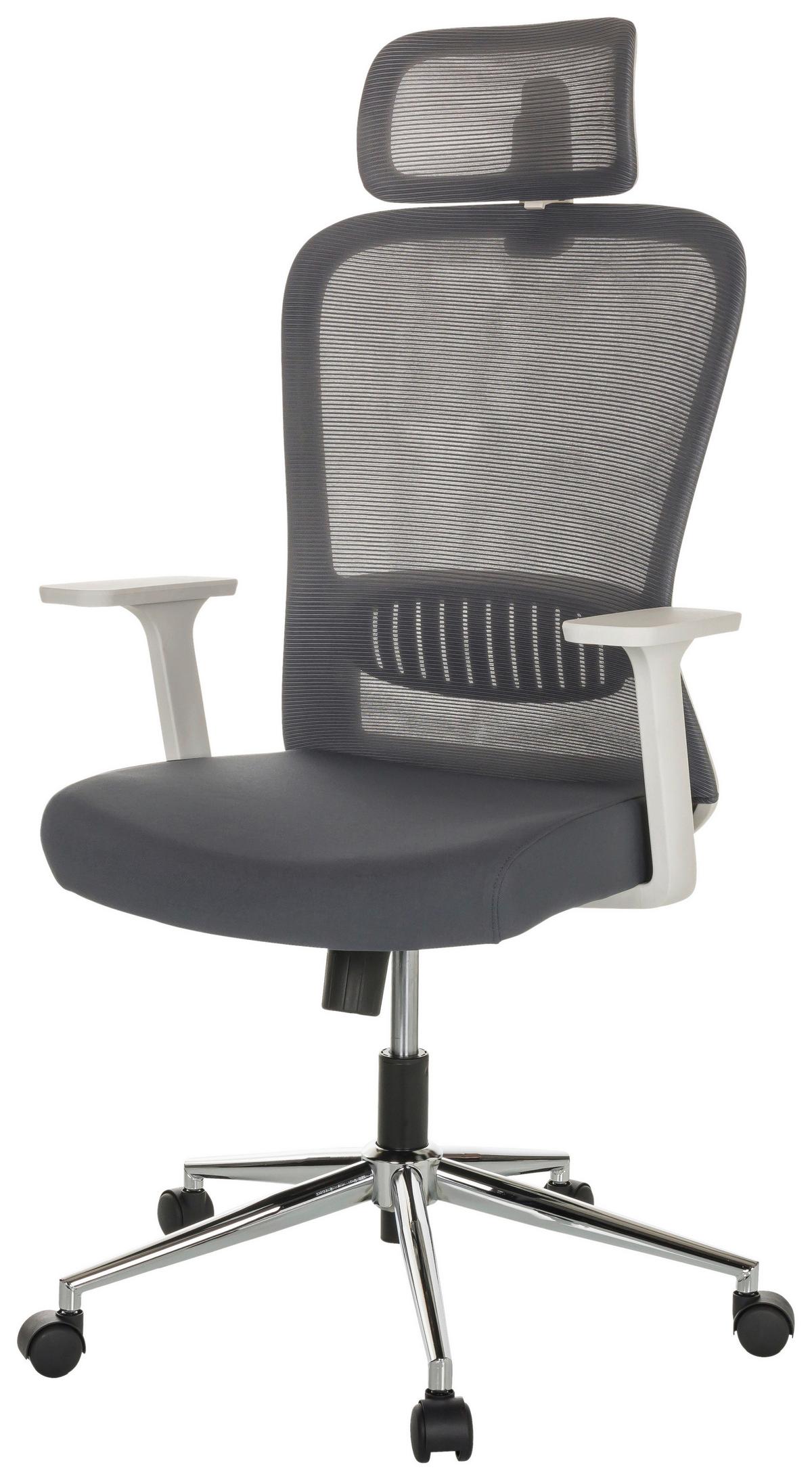 Drehstuhl Belaia W - Silberfarben/Grau, Basics, Kunststoff/Textil (66/113-130/60cm) - MID.YOU