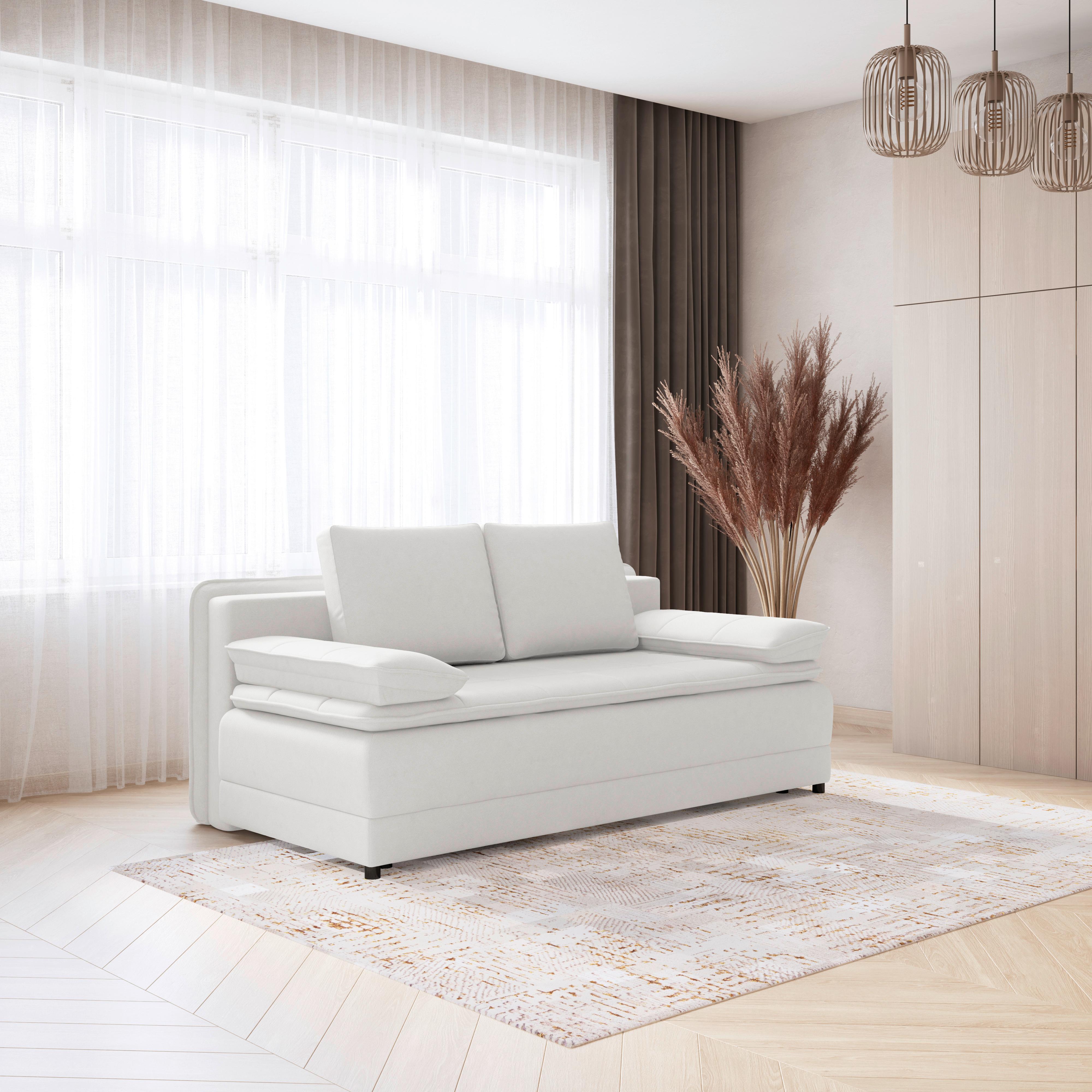 Pohovka s funkciou biela farba - čierna/biela, Modern, textil/plast (202/73-92/105cm) - Luca Bessoni