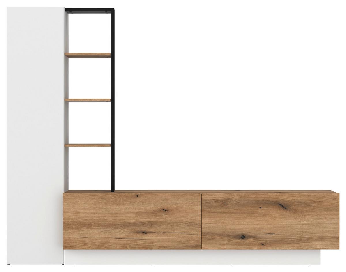 Szekrénysor Tevisa - tölgyfa színű/fekete, Modern, faalapú anyag (230/180/41,6cm)