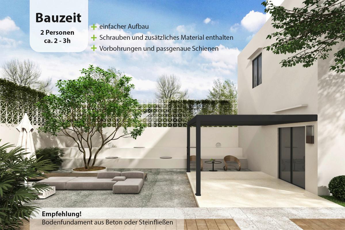 Pavillon Deluxe 360x400cm Sturmfest, Gartenpavillon - Anthrazit, Basics, Metall (360/255/400cm) - WEIDE