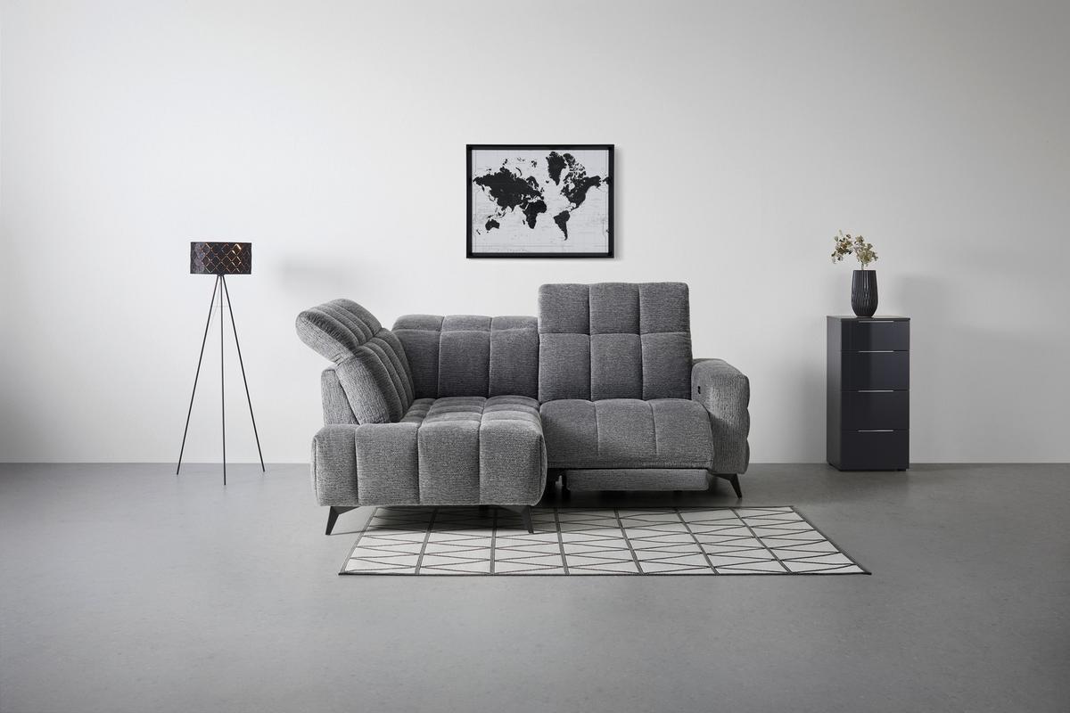 Rohová sedačka PARIS, levá, tmavě šedá, el.relax.funkce - černá/tmavě šedá, Konvenční, kov/dřevo (182/215cm) - Mömax