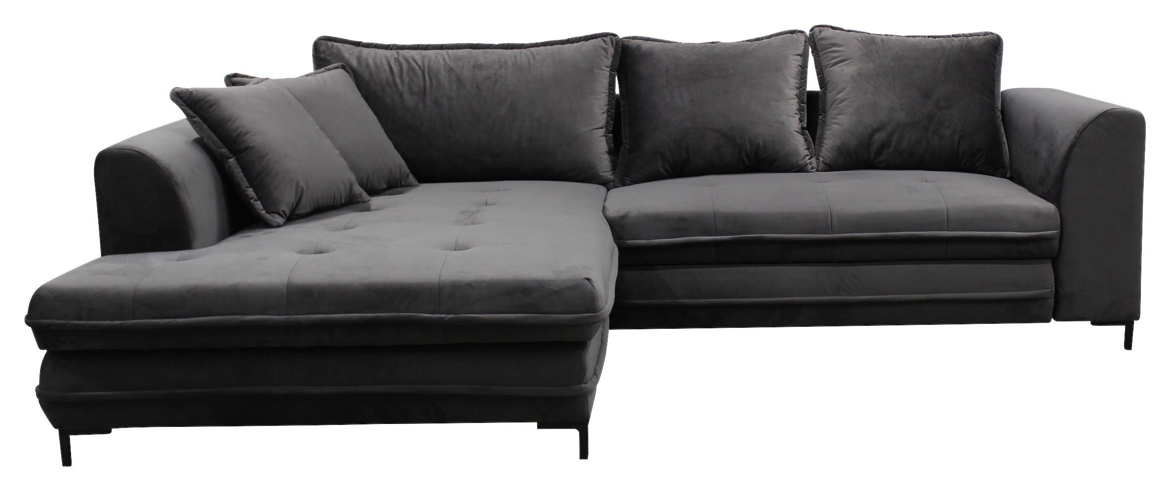Ecksofa mit Schlaffunktion Bello mit Kissen Grau - Schwarz/Grau, Design, Textil (187/277cm) - Livetastic