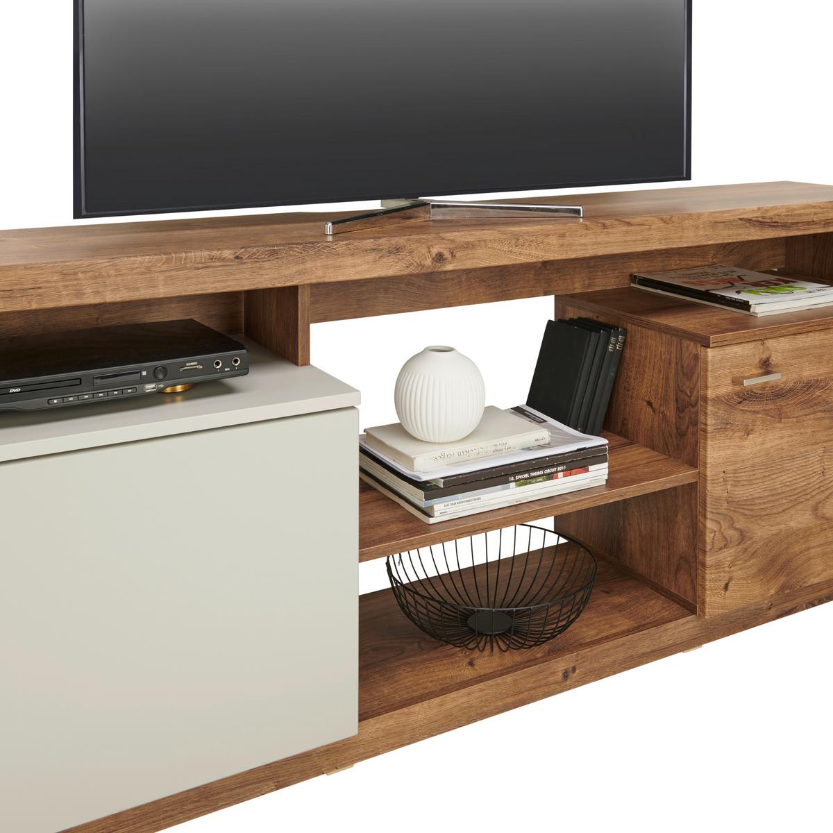 Tv-element Arian B: 175-261,2 Cm Eiche Dekor/hellgrau - Eichefarben/Hellgrau, MODERN, Holzwerkstoff (175-261,2/63,6/37,2cm)
