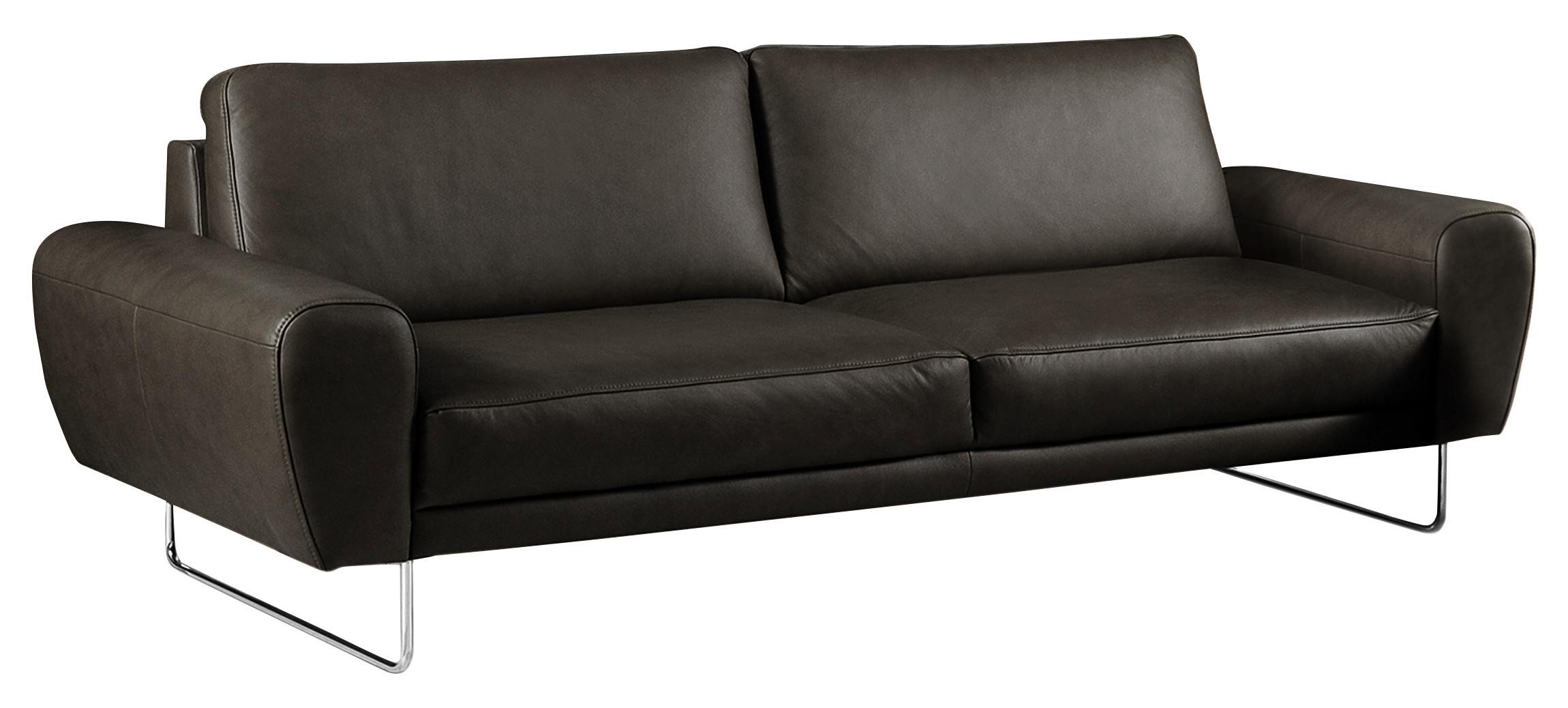 3-Sitzer-Sofa Spring Schwarz Chrom B: 207 cm - Chromfarben/Schwarz, Design, Leder (207/85/92cm) - Livetastic