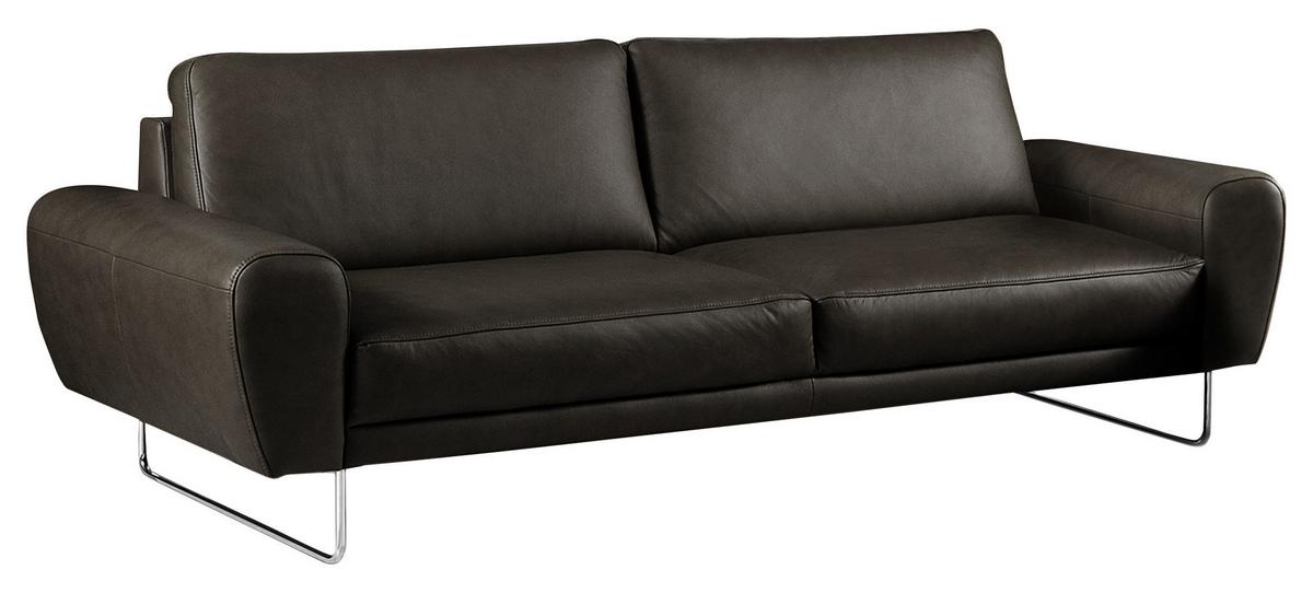 3-Sitzer-Sofa Spring Schwarz Chrom B: 207 cm - Chromfarben/Schwarz, Design, Leder (207/85/92cm) - Livetastic