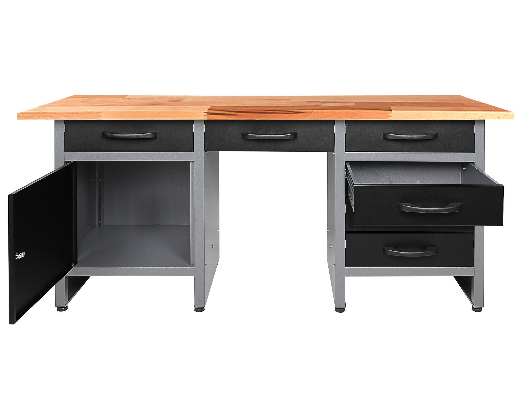 Werkbank-set Harry Anthrazit/grau B: 160cm - Anthrazit/Grau, Basics, Holz/Metall (160/205/60cm)