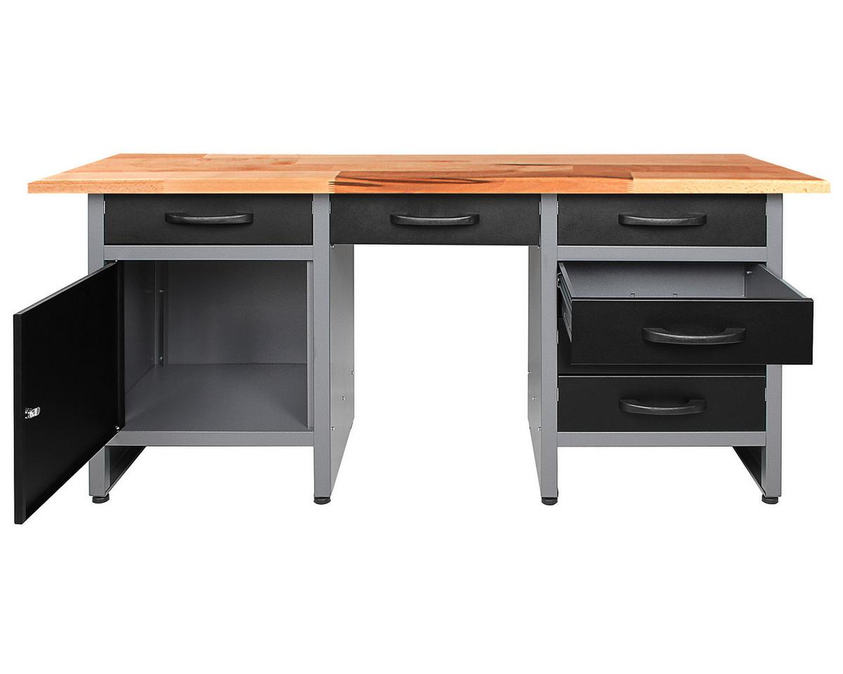 Werkbank-set Harry Anthrazit/grau B: 160cm - Anthrazit/Grau, Basics, Holz/Metall (160/205/60cm)