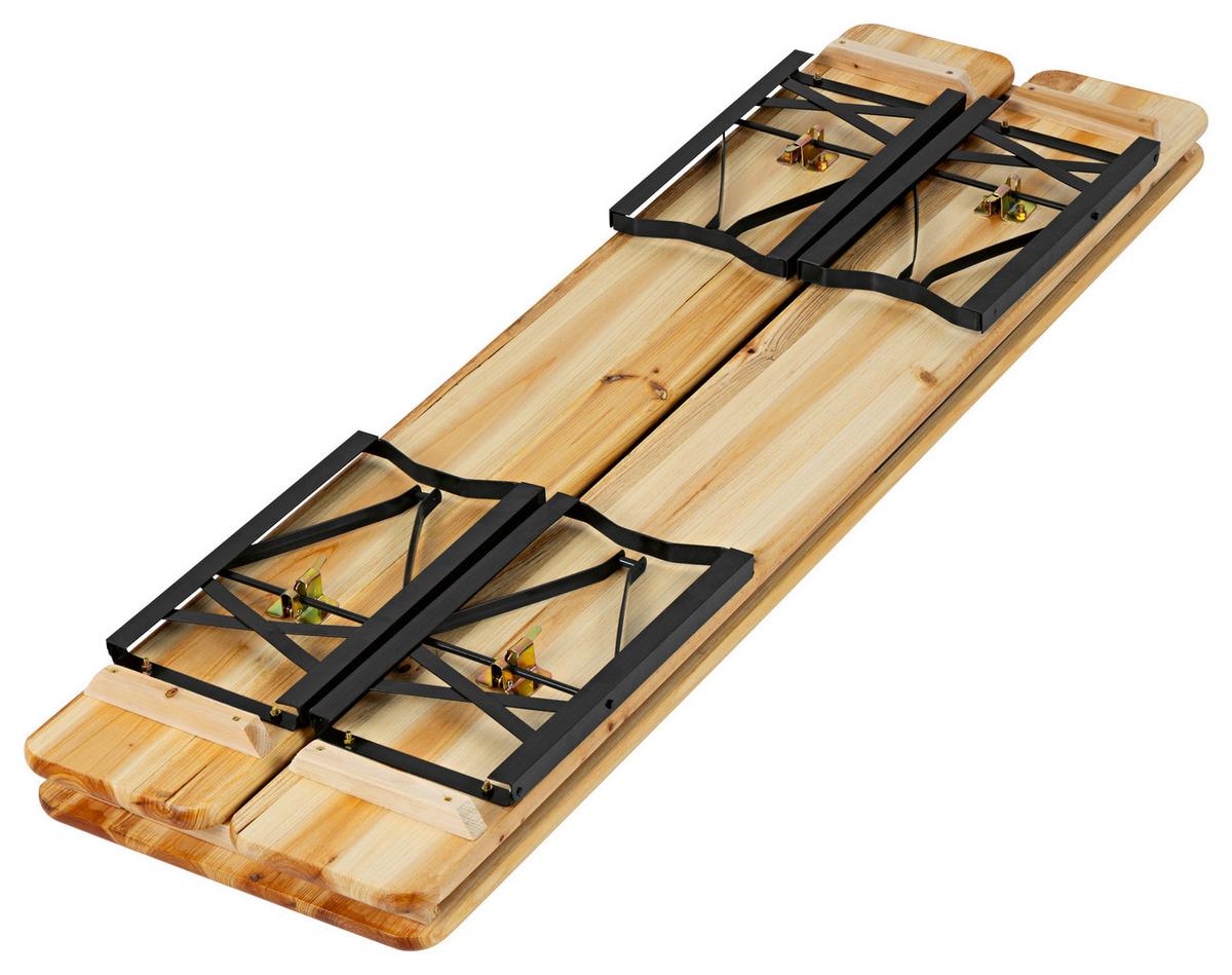 Bierzeltgarnitur 3tlg. - Fichtefarben, Basics, Holz/Metall (167/46/75cm)