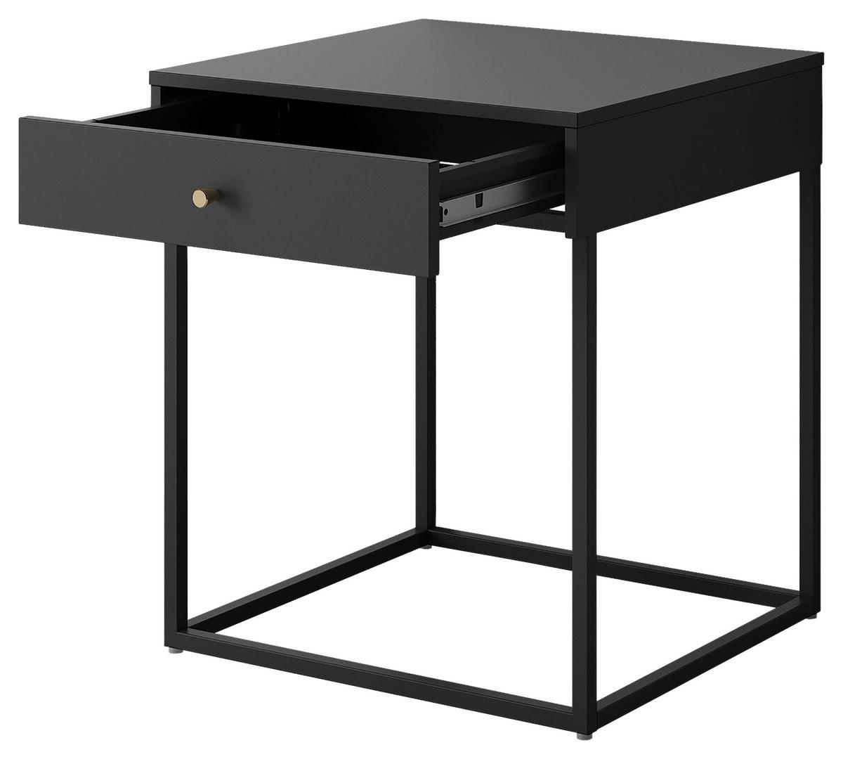 Nachtkästchen Schwarz Stahl H: 50 cm Mona - Schwarz, MODERN, Metall (41/50/43cm)