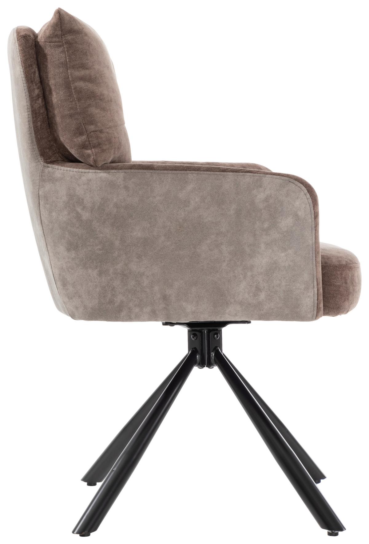 Otoční židle s područkami SOPHIE hnědá - černá/hnědá, Moderní, kov/textil (60/93/67cm) - Premium Living