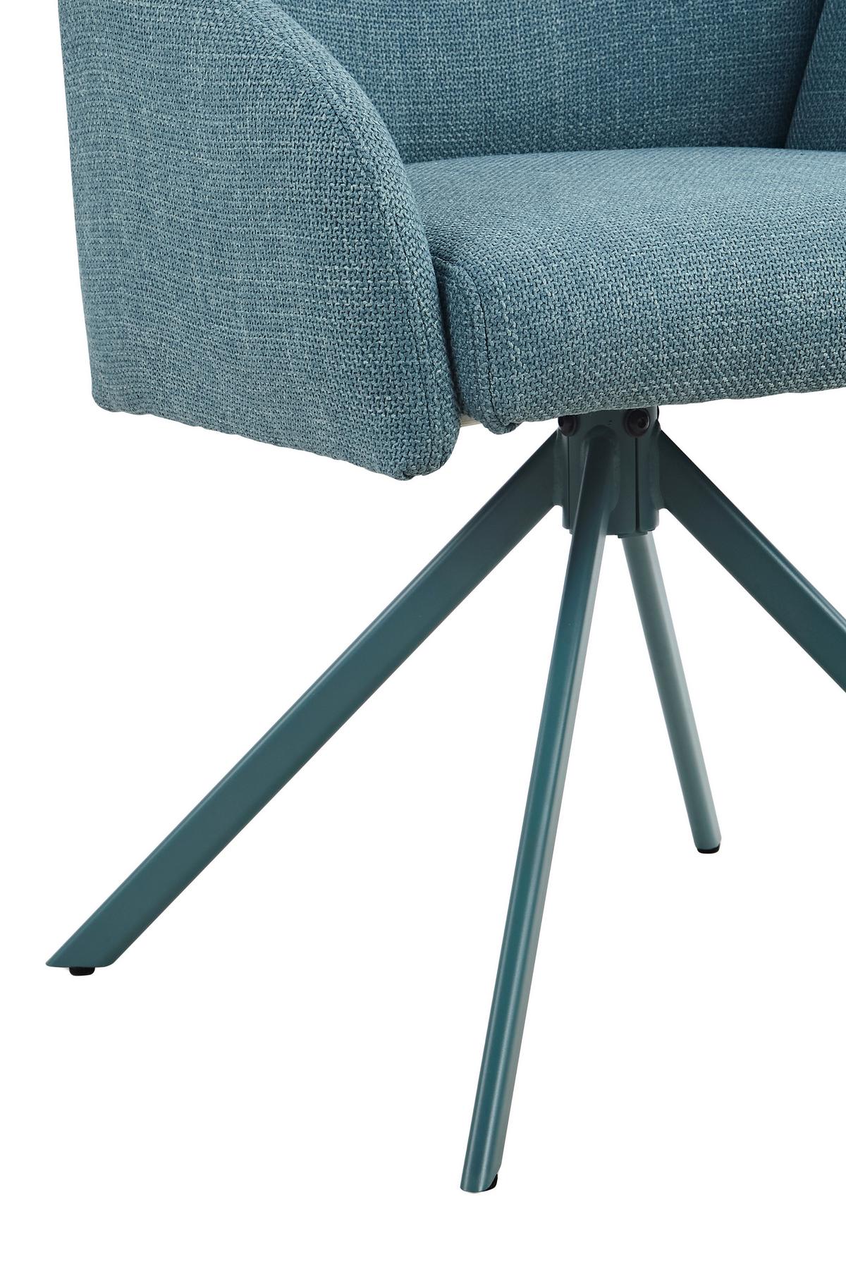 Armlehnstuhl Holly drehbar Webstoff Blau, B: 56,5 cm - Petrol, MODERN, Textil/Metall (56,5/61/84cm)