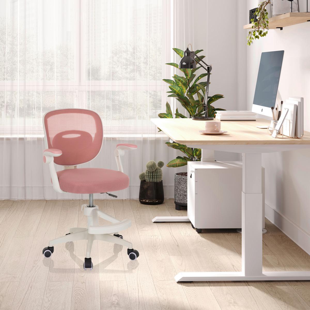Jugenddrehstuhl Miko W Eco Rosa B: 61 cm - Rosa/Weiß, MODERN, Kunststoff/Textil (61/84-97/55cm) - MID.YOU