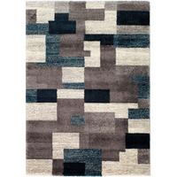 Webteppich Astor Grid - Petrol/Grau, KONVENTIONELL, Textil (65/130cm) - Novel