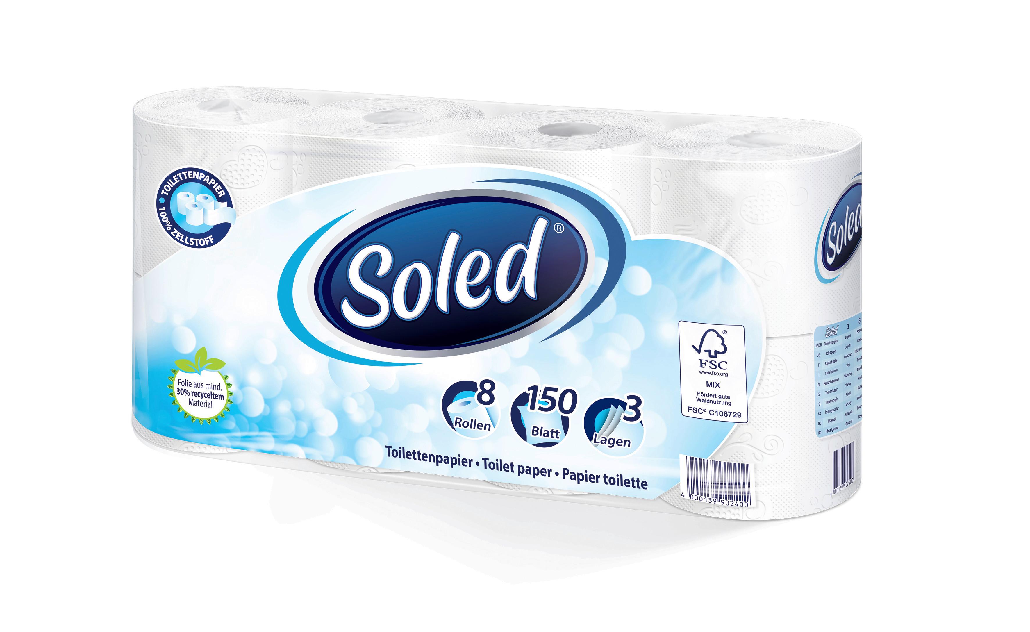 WC-Papier Soled Lb - Blau/Weiß, Basics, Naturmaterialien (44/11/19cm)