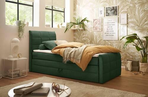 Boxspringbett Bolivia 6 - Schwarz/Olivgrün, MODERN, Holzwerkstoff/Textil (120/200cm) - MID.YOU